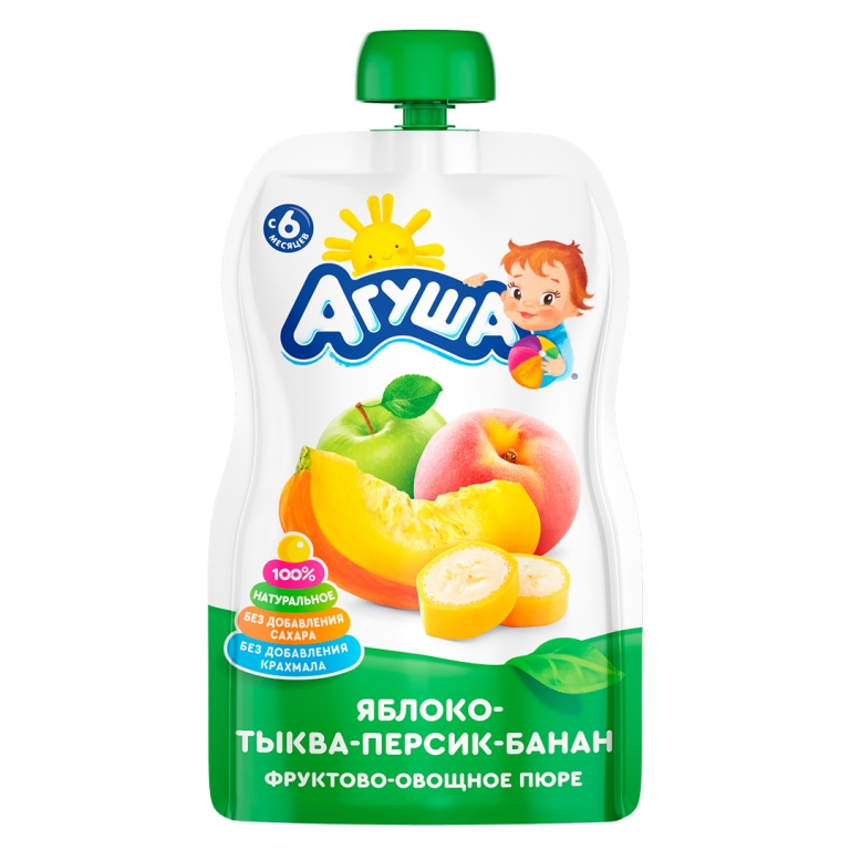 Խյուս խնձոր, դդում, դեղձ, բանան 90գ