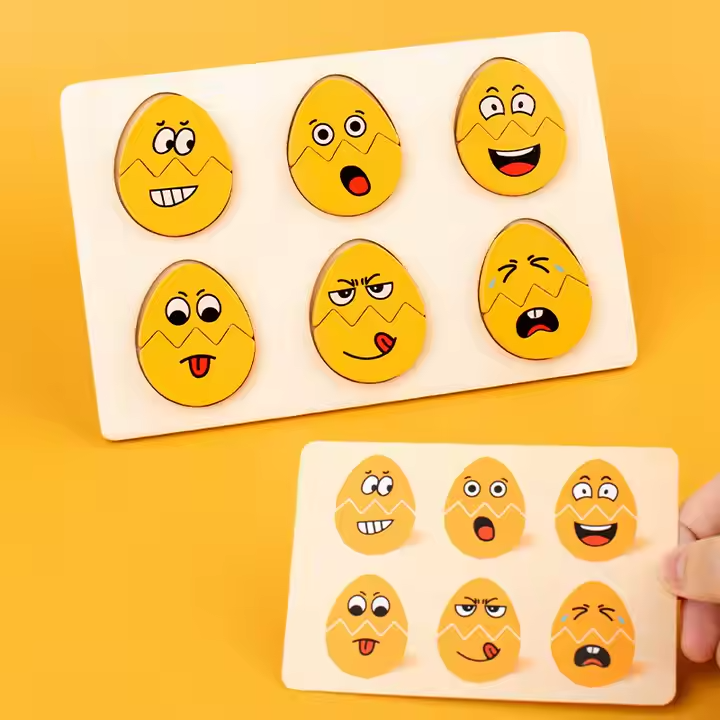 Փայտե 3D փազլ ձվիկ՝ սմայլիկ